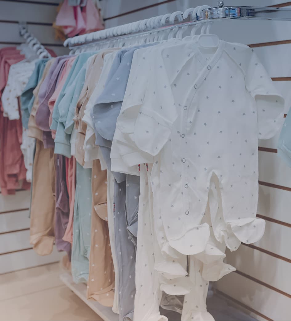 Baby clothing on rack